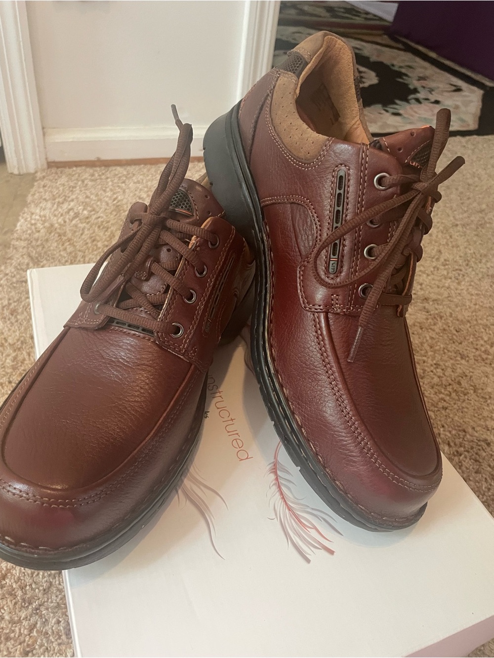 Men's Brown Leather Clarks Lace-Up Loafer Comfort Shoes